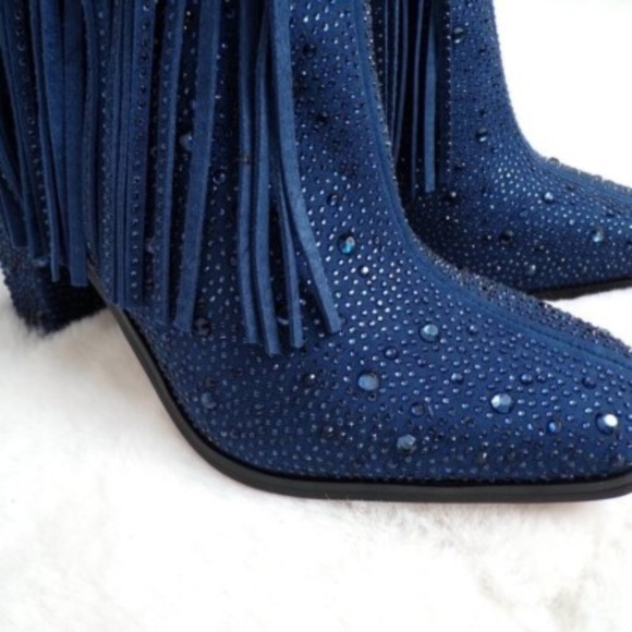 NWT Jessica Simpson Asire Fringe Boots Navy 8.5 - Picture 6 of 6